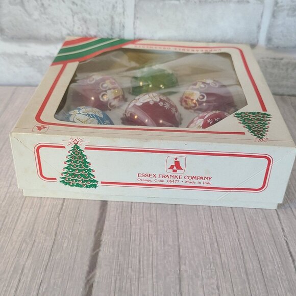 Vintage Unbreakable Christmas Ornaments Made in Italy Box of 6 - Picture 7 of 8